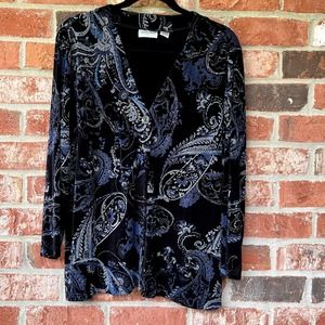 Chico's Travelers Black Sparkle Cardigan Women's XL